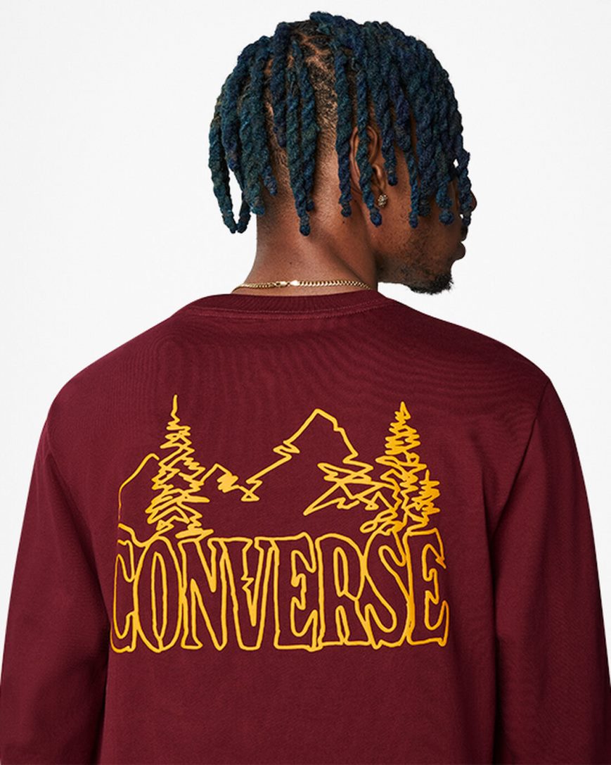 Men's Converse Counter Climate Long Sleeve T-Shirts Dark Red | AU 641CEU